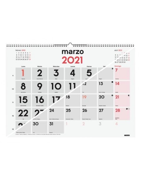 Calendario 2021 de pared Mixto 59 x 42 cm