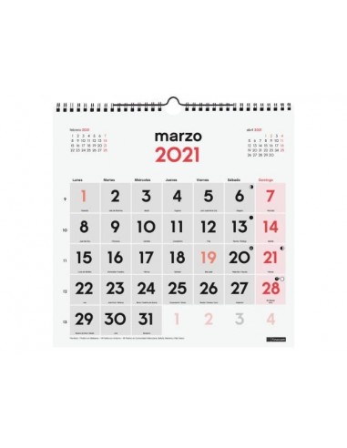 Calendario 2021 de pared Números grandes 30 x 30 cm