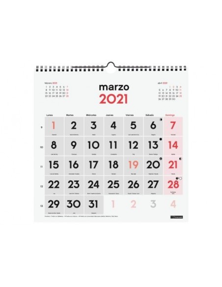 Calendario 2021 de pared Números grandes 30 x 30 cm