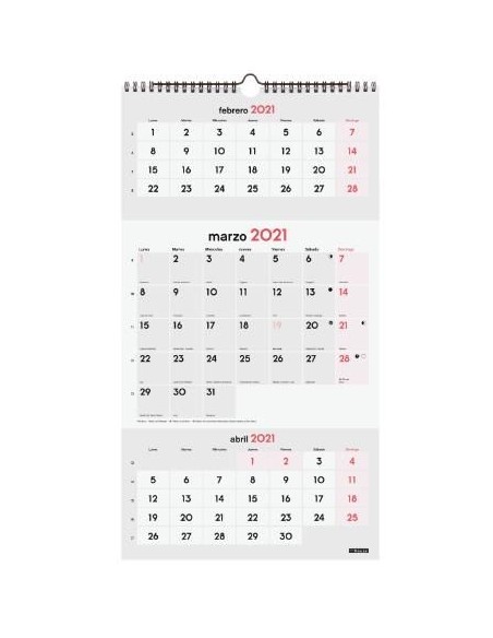 Calendario 2021 de pared Para escribir 3 meses vista 26,5 x 48 cm