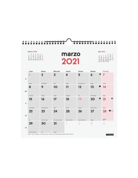 Calendario 2021 de pared Para escribir 30 x 30 cm
