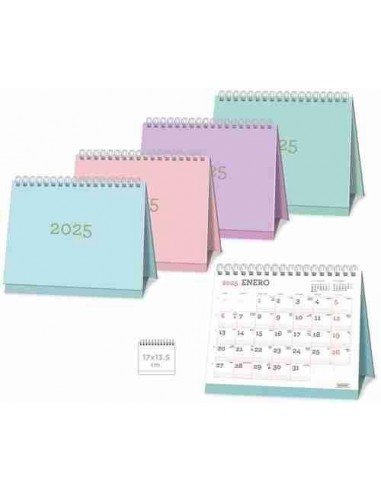 Calendario sobremesa 2025 Pastel 17 x 13