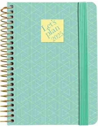 Agenda 25 D/P A6 GEOMETRICO Turquesa