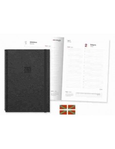 Agenda Día Página Tokio 17 x 24 negro Euskera 2025