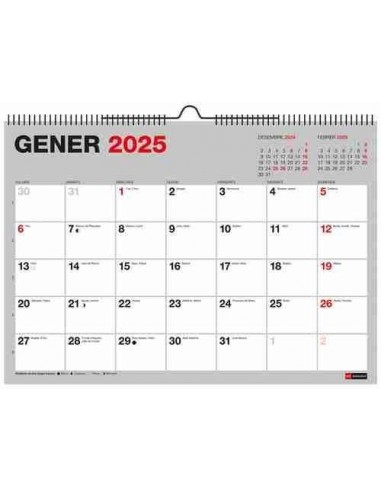 Calendario de pared con espacio para escribir A4 gris Catalán 2024