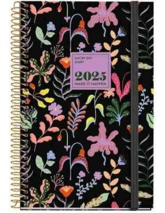 Agenda Día Página Espiral cartón activa 117 x 182 Fantasy garden 2025