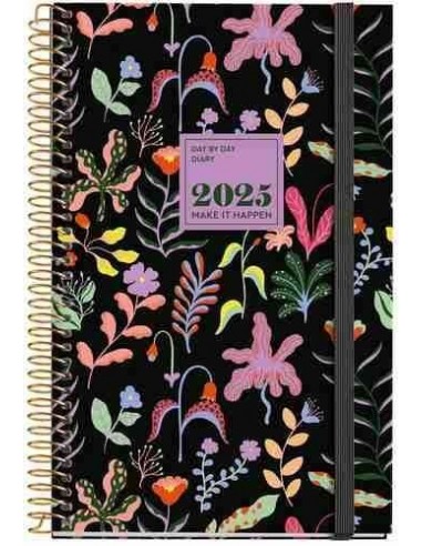 Agenda Día Página Espiral cartón activa 117 x 182 Fantasy garden 2025