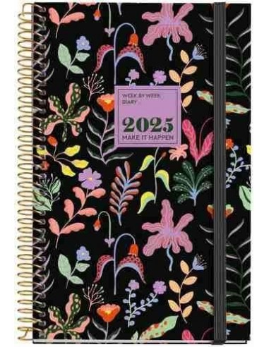 Agenda Semana Vista Espiral cartón activa 117 x 182 Fantasy garden 2025