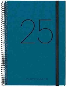 Agenda Semana Vista Espiral cartón Plus con goma Recycled 155 x 213 azul Catalán 2025