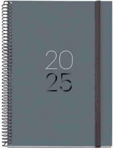 Agenda Día Página Espiral Plus cartón 155 x 213 Calm Grafito 2025