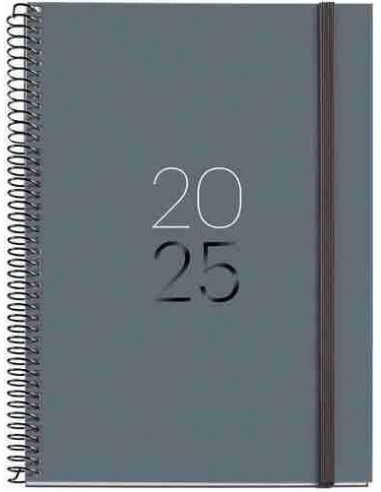 Agenda Día Página Espiral Plus cartón 155 x 213 Calm Grafito 2025