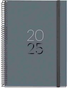 Agenda Semana Vista Espiral Plus cartón 155 x 213 Calm Grafito 2025