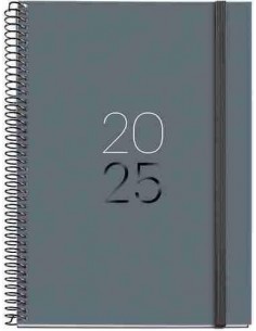 Agenda Semana Vista Espiral Plus cartón 155 x 213 Calm Grafito Catalán 2025
