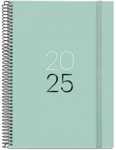 Agenda Semana Vista Espiral Plus cartón 155 x 213 Calm Aqua Catalán 2025