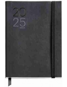 Agenda Día Página flexible cosida Journal Luxor 122 x 168 negro Catalán 2025