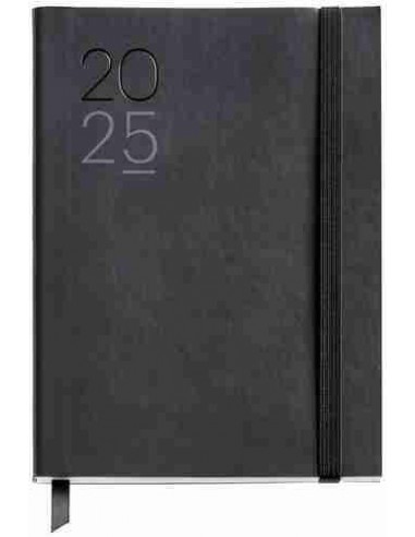 Agenda Día Página flexible cosida Journal Luxor 122 x 168 negro Catalán 2025