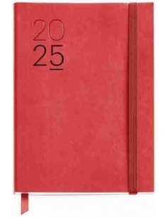 Agenda Día Página flexible cosida Journal Luxor 122 x 168 rojo 2025