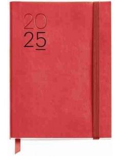 Agenda Semana Vista flexible cosida Journal Luxor 122 x 168 rojo 2025