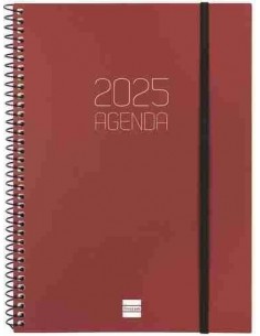 Agenda Semana Vista Horizontal Opaque E10 Burdeos Catalán 2025 Finocam