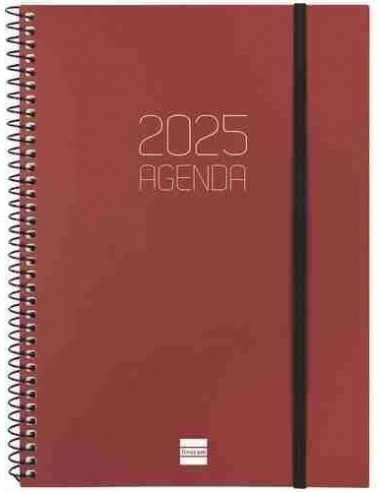 Agenda Semana Vista Horizontal Opaque E10 Burdeos Catalán 2025 Finocam