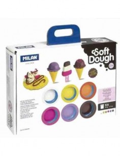 Maletín 6 botes 59 g pasta blanda Soft Dough con herramientas Helados y gofres