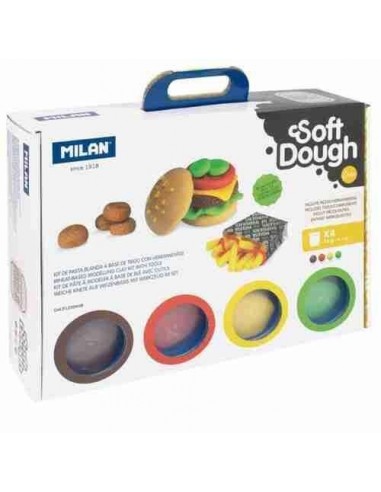 Maletín 4 botes 116 g pasta blanda Soft Dough con herramientas Casa de las hamburguesas