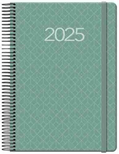 Agenda Día Página Newport Espiral 14x20 Verde 2025