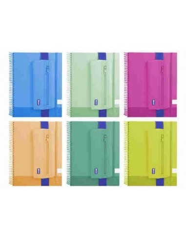 Set cuaderno A4 + portatodo neopreno neón