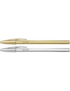 Bolígrafo Cristal cuerpo oro y plata