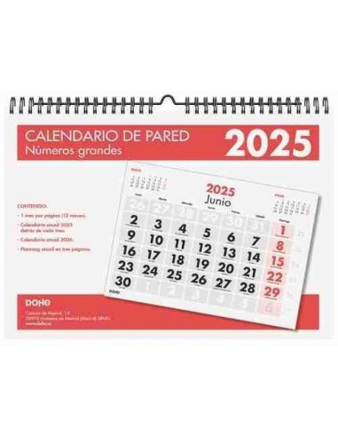 Calendario de pared números grandes 2025