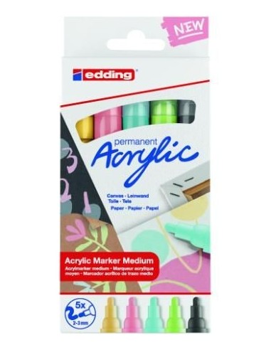 Rotuladores edding acrylic marker 5100 colores pastel