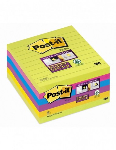 Notas Post-it® super Sticky XL ultra rayado pack 6